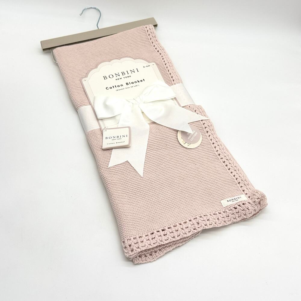 Bonbini Pink Knit Cotton Baby Blanket NEW